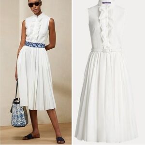 Ralph Lauren Collection Roald Pleated Linen Sleeveless Day Dress NWT